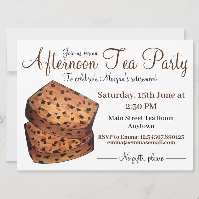 Invitation Après-midi Tea Party Douche Welsh Bara Brith Pain (Devant)
