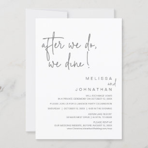 Invitation Après Nous, Nous Dînons, Mariage Elopement Party I