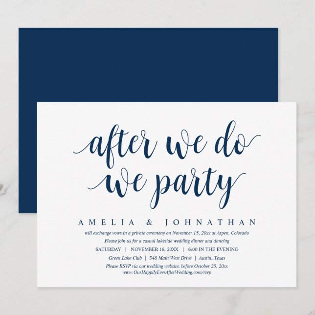 Invitation Après Nous, Nous Faisons La Fête, Dîner Mariage El (Devant / Derrière)