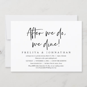 Invitation Après, on dîne, Mariage Elopement Brunch