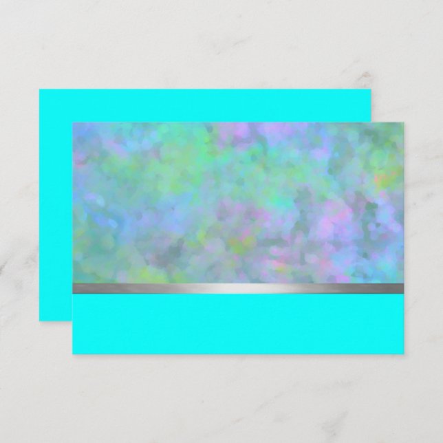 Invitation Après Party Abstract Design en Argent Turquoise (Devant / Derrière)