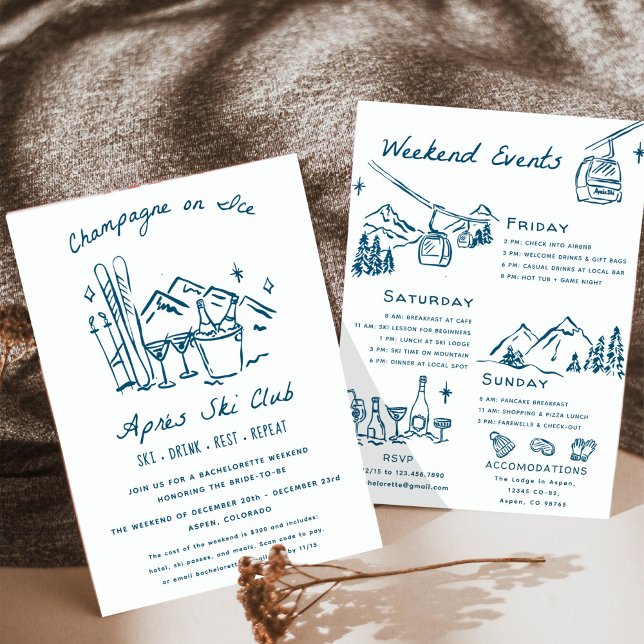 Invitation Après Ski Champagne sur glace Fête de Bach en hive (Créateur téléchargé)
