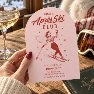 Invitation Après Ski Enterrement de Vie de Jeune Fille Rose e
