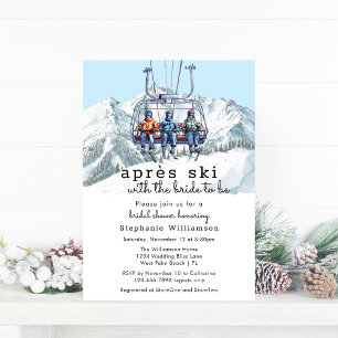 Invitation Apres Ski Hiver Ascenseur Aquarelle Fête des marié