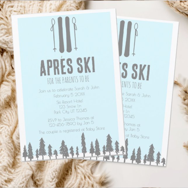 Invitation Apres Ski hiver thème Baby shower bleu (Créateur téléchargé)