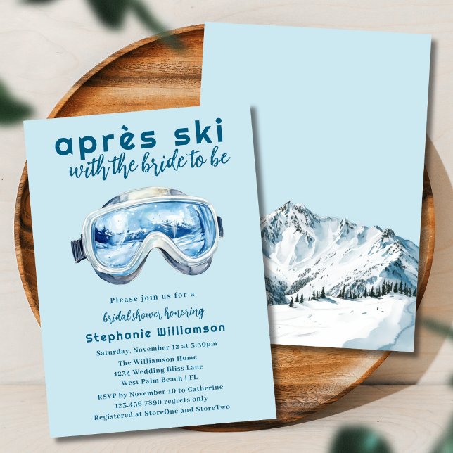 Invitation Apres Ski Sporty Hiver Fête des mariées d'aquarell (Créateur téléchargé)