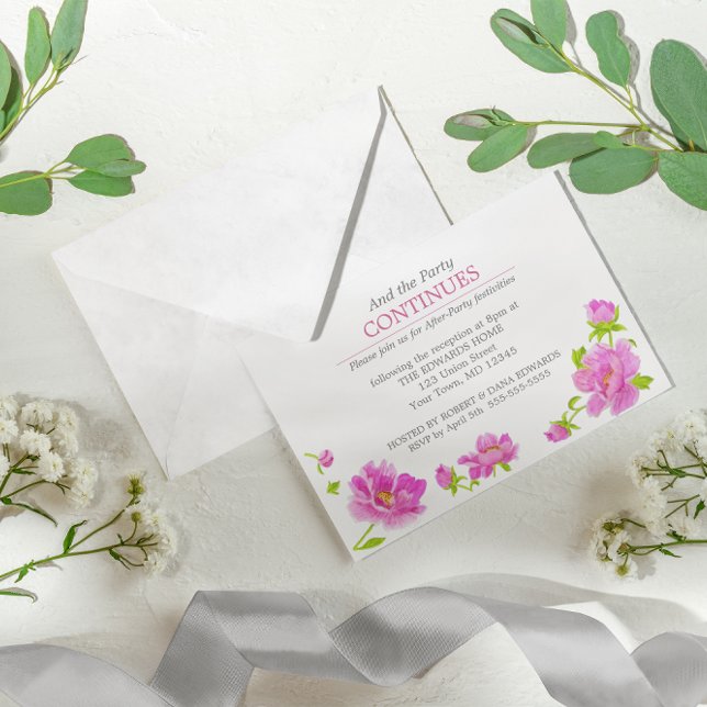 Invitation après soirée florale aux pivoines roses (Créateur téléchargé)