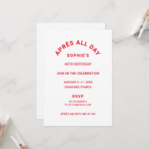 Invitation Après toute la journée Winter Red 40TH Birthday Sk