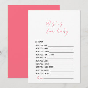 Invitation Apricot Baby shower rose Voeux pour bébé