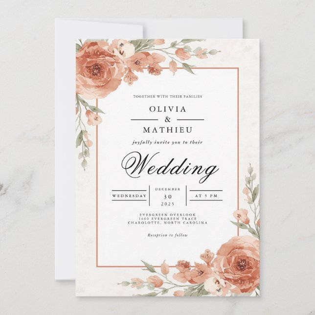 Invitation Apricot Blossom Flourish Wedding (Devant)