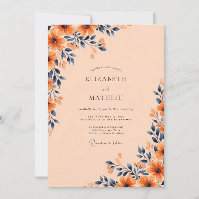 Invitation Apricot Bold Autumnal Wedding (Devant)