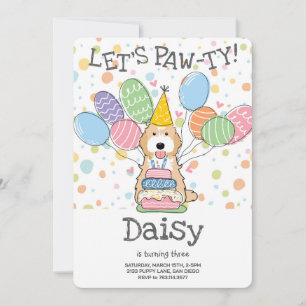 Invitation Apricot Cockapo blanc Cavapoo fête d'anniversaire