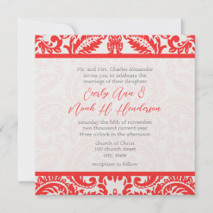 Invitation Apricot Snapdragon Coral Damask Grey Mariage vert