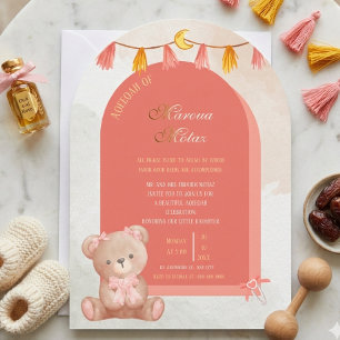 Invitation Aqiqah modifiable pour bébé fille   Conception d'a