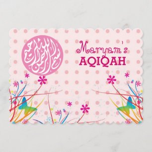 Invitation Aqiqah musulman de rose de bébé islamique
