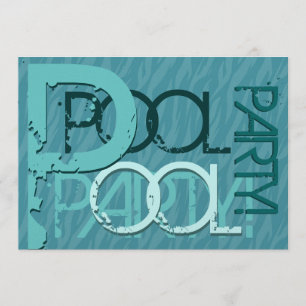 Invitation Aqua and Turquoise Modern BBQ Pool Party