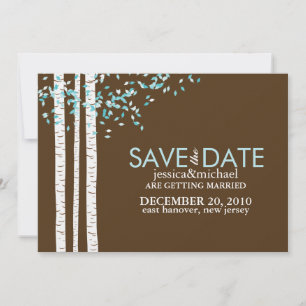 Invitation Aqua Arbres de bouleau Mariage Enregistrer la date