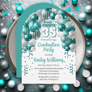Invitation Aqua Balloons de classe Année Graduation Party