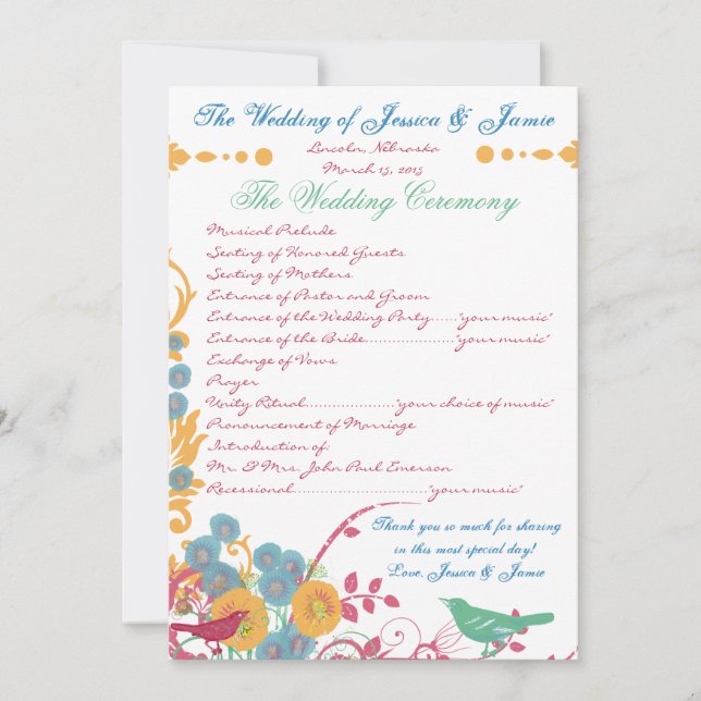 Invitation Aqua Beeswax Raspberry Wild Flower Mariage (Devant)