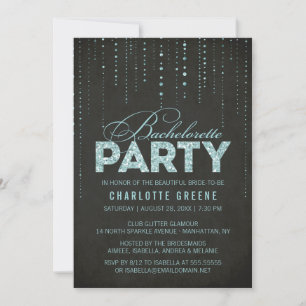 Invitation Aqua & Black Parties scintillant Look Bachelorette