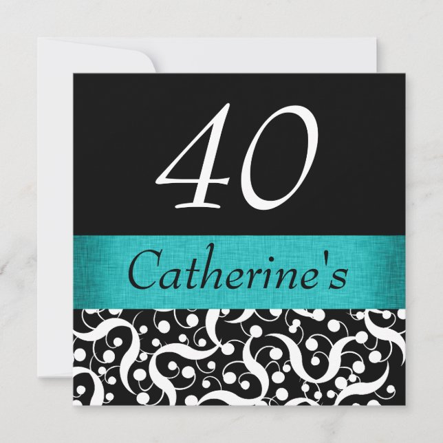 Invitation Aqua blanc noir élégant à tout âge (Devant)