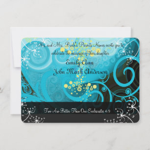 Invitation Aqua Bleu Citron Jaune Fleur de Callas-