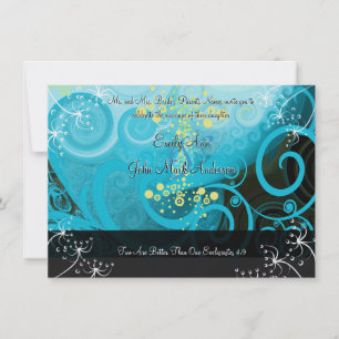 Invitation Aqua Bleu Jaune Citron Fleur de Callas-