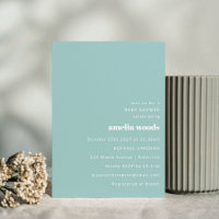 Aqua Bleu Minimaliste Moderne Baby shower Cute