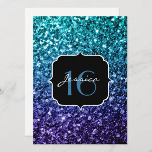 Invitation Aqua bleu Ombre parties scintillant scintille Swee