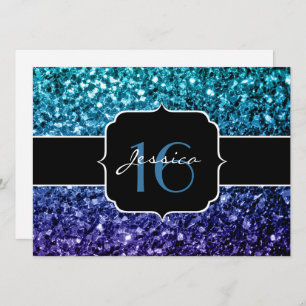 Invitation Aqua bleu Ombre parties scintillant scintille Swee