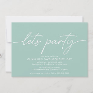 Invitation Aqua Bleu Turquoise Simple Moderne N'Importe Quel