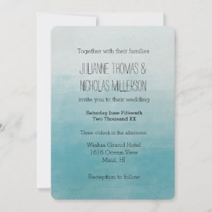 Invitation Aqua Bliss Aquarelle Ombre Mariage