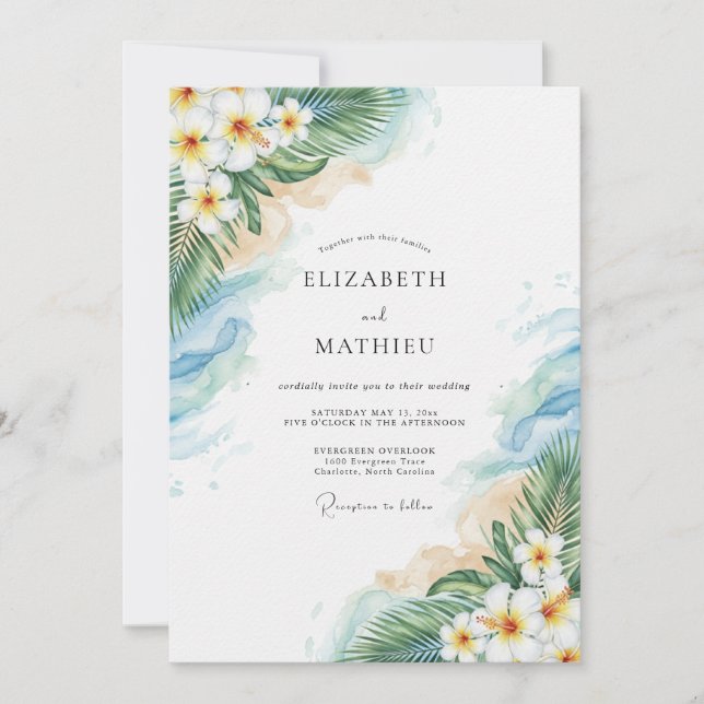 Invitation Aqua Blissful Coastal Wedding (Devant)