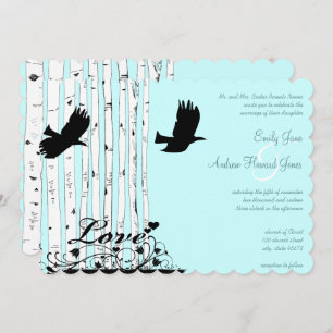 Invitation Aqua Blue Birch Tree Inséparable Mariage Invitatio