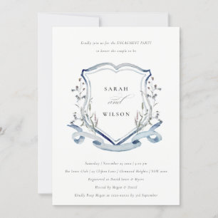 Invitation Aqua Blue Fleur sauvage Aquarelle Fiançailles Cres