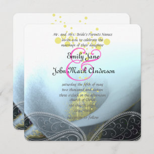 Invitation Aqua Blue Fuchsia Calla Lily Mariage
