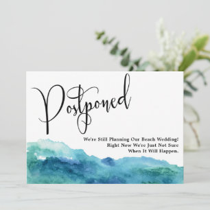 Invitation Aqua Blue Green Aquarelle Mariage reporté