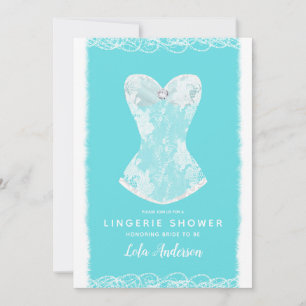 Invitation Aqua Blue & White Holiday Lingerie ShowParty