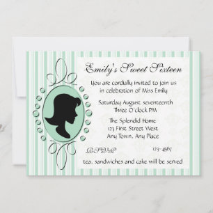 Invitation Aqua Cameo Girl