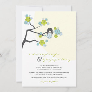 Invitation Aqua Cherry Blossoms Inséparables Mariage Invitati