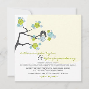 Invitation Aqua Cherry Blossoms Inséparables Mariage Invitati