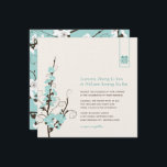Invitation Aqua Cherry Blossoms Sakura Swirls Mariage asiatiq<br><div class="desc">Moderne Aqua Bleu Sakura / Fleur de cerisier Et Branches de torse Avec Grand Rectangle Minimaliste Double Bonheur, Chinois / Asiatique Mariage / Engagement / Couples Douche / Fête des mariées Floral Invitation Design Carte Plat. Cette conception simple et élégante de fleurs printanières est double face. L'avant est une disposition...</div>
