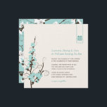 Invitation Aqua Cherry Blossoms Sakura Swirls Mariage asiatiq<br><div class="desc">Moderne Aqua Bleu Sakura / Fleur de cerisier Et Branches de torse Avec Grand Rectangle Minimaliste Double Bonheur, Chinois / Asiatique Mariage / Engagement / Couples Douche / Fête des mariées Floral Invitation Design Carte Plat. Cette conception simple et élégante de fleurs printanières est double face. L'avant est une disposition...</div>