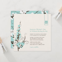 Aqua Cherry Blossoms Sakura Swirls Mariage asiatiq