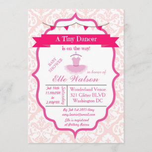 Invitation Aqua d'invitations de baby shower de ballerine de