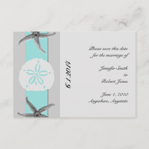 Invitation Aqua et Grey Band Étoile de Mer Enregistrez la Dat
