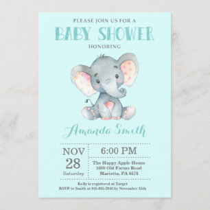 Invitation Aqua et gris d'invitation de baby shower