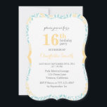 Invitation Aqua et Jaune Floral Motif Anniversaire<br><div class="desc">invitations douces et modernes avec un thème floral mignon parfait pour les fêtes de sweet sixteen,  quinceaneras,  baby showers,  et plus encore!</div>