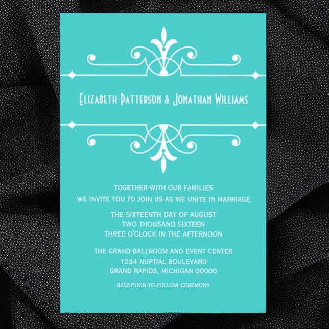 Invitation Aqua Fancy Mariage Ornemental (Aqua Fancy Ornamental Wedding Invitation)