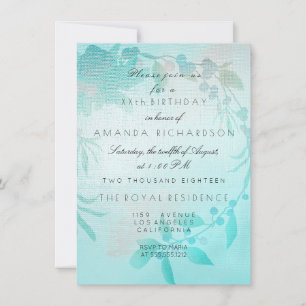 Invitation Aqua Floral Péché Kraft Anniversaire